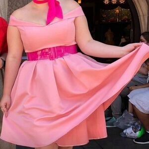 Pink Fit and Flare pleated Dress